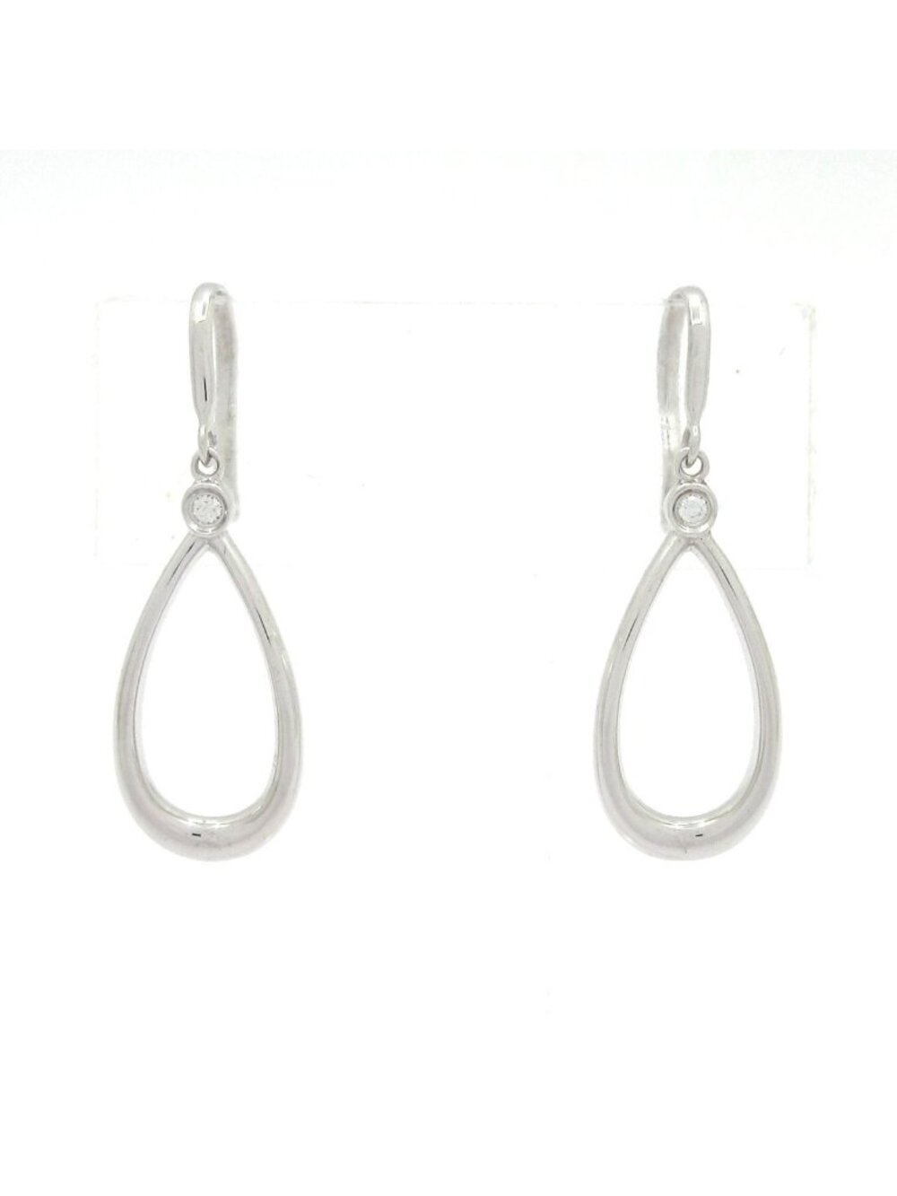 Tiffany & Co Earrings Open Teardrop 18k White Gold Diamond